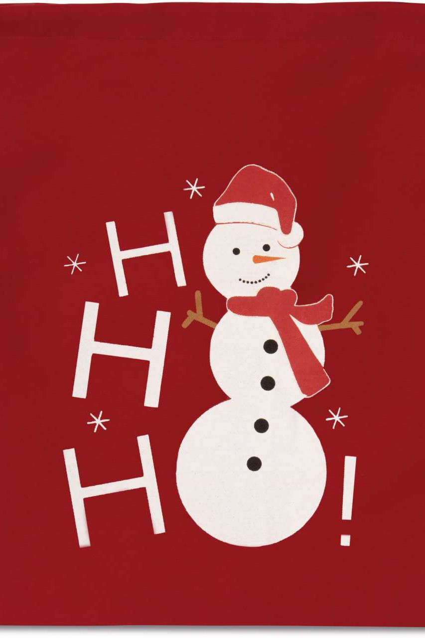 COTTON BAG WITH SNOWMAN DESIGN AND DRAWCORD CLOSURE