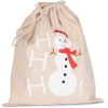 COTTON BAG WITH SNOWMAN DESIGN AND DRAWCORD CLOSURE