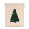 COTTON BAG WITH CHRISTMAS TREE DESIGN AND DRAWCORD CLOSURE
