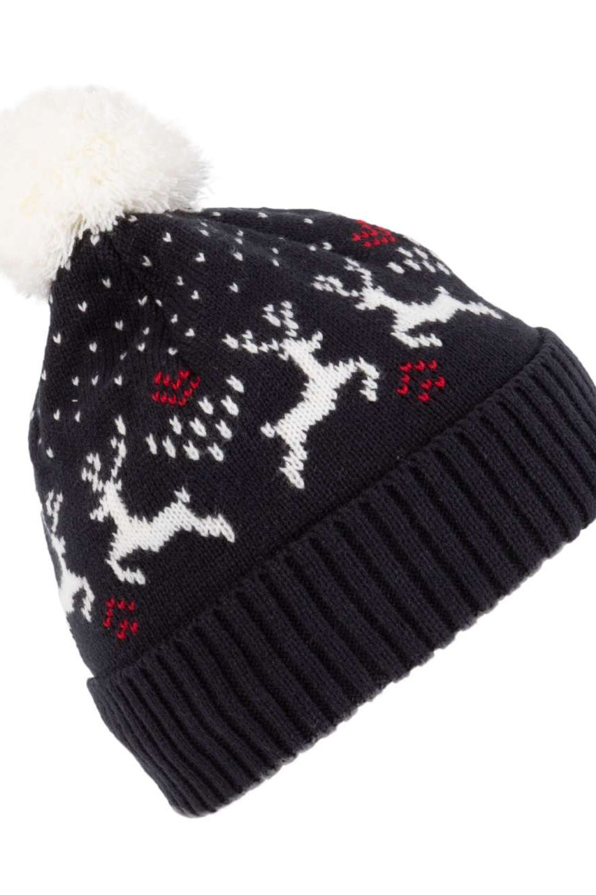 WINTER BEANIE WITH REINDEER DESIGN