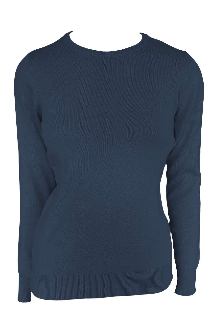 WOMEN’S CREW NECK FINE GAUGE COTTON PULLOVER