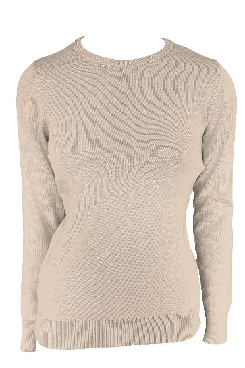 WOMEN’S CREW NECK FINE GAUGE COTTON PULLOVER