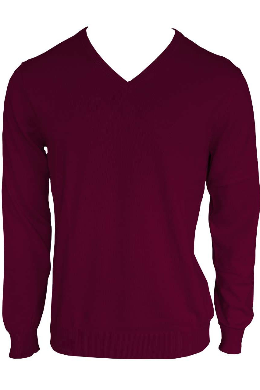 MEN’S V-NECK FINE GAUGE COTTON PULLOVER
