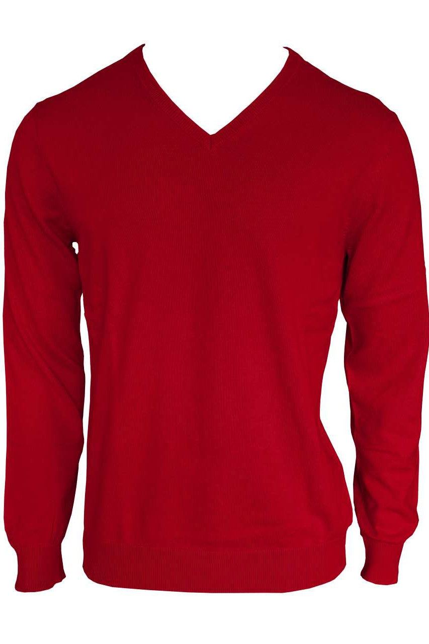 MEN’S V-NECK FINE GAUGE COTTON PULLOVER