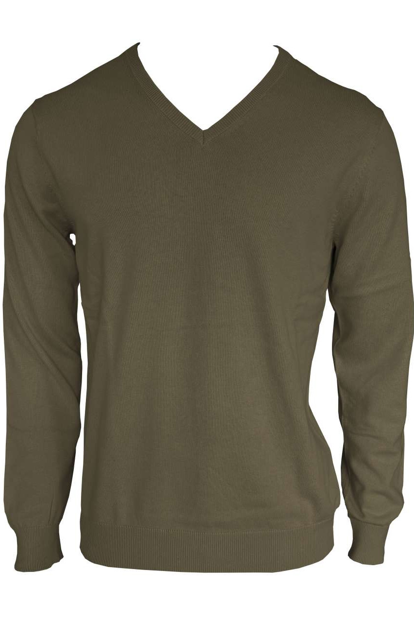 MEN’S V-NECK FINE GAUGE COTTON PULLOVER