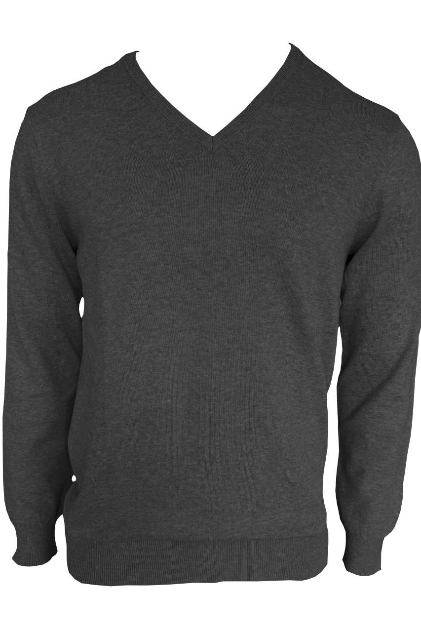 MEN’S V-NECK FINE GAUGE COTTON PULLOVER