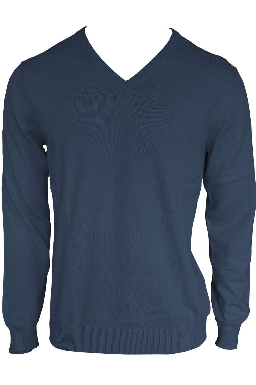 MEN’S V-NECK FINE GAUGE COTTON PULLOVER