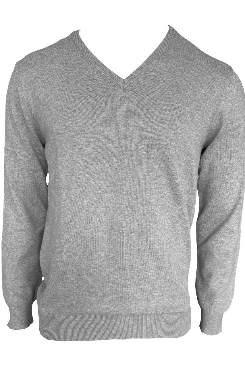 MEN’S V-NECK FINE GAUGE COTTON PULLOVER
