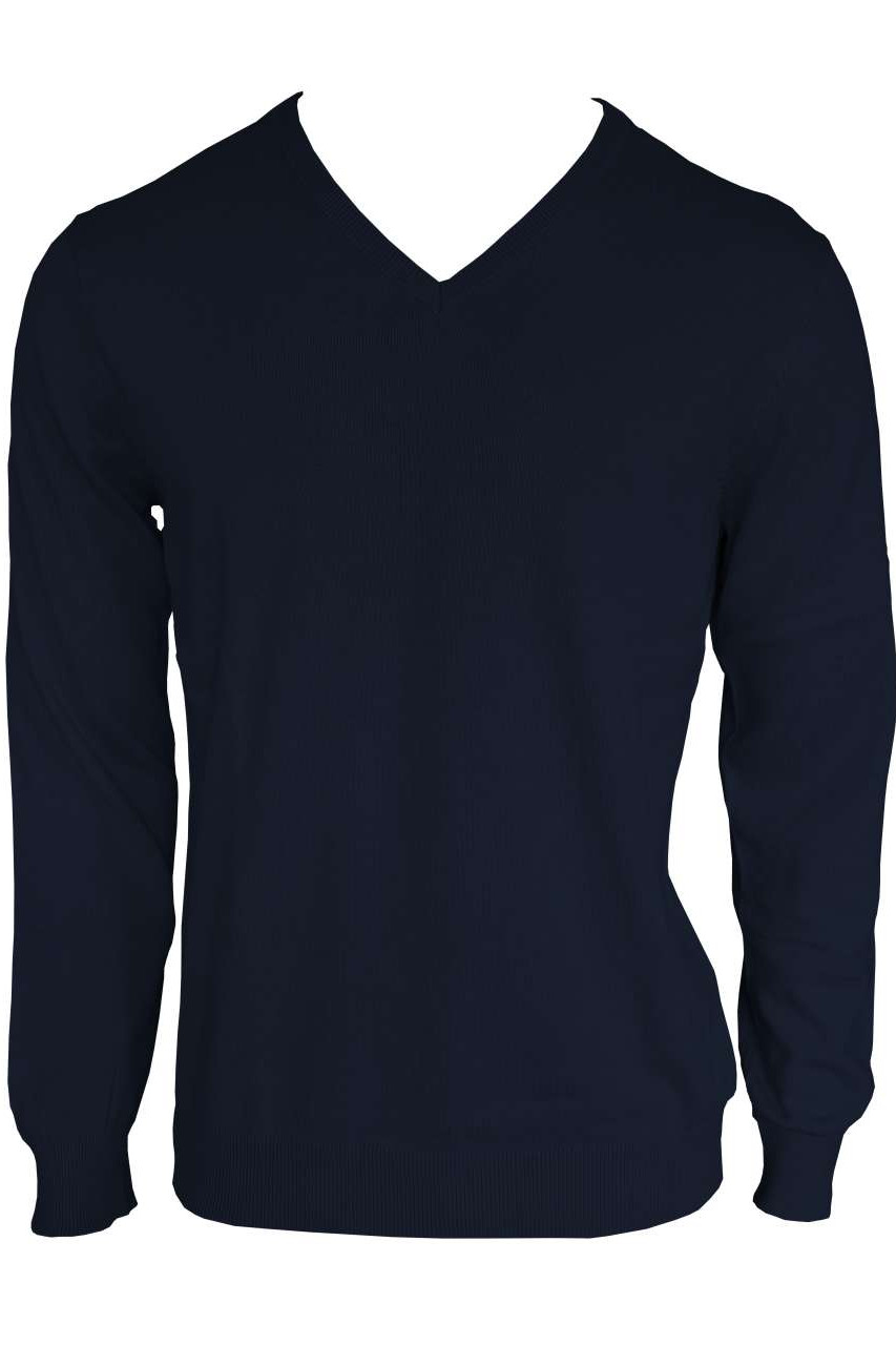 MEN’S V-NECK FINE GAUGE COTTON PULLOVER