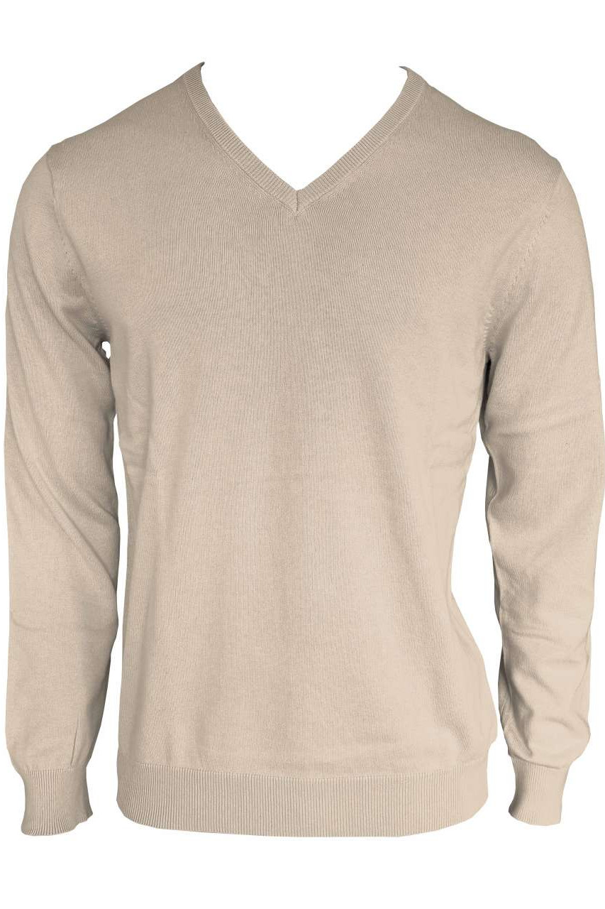 MEN’S V-NECK FINE GAUGE COTTON PULLOVER