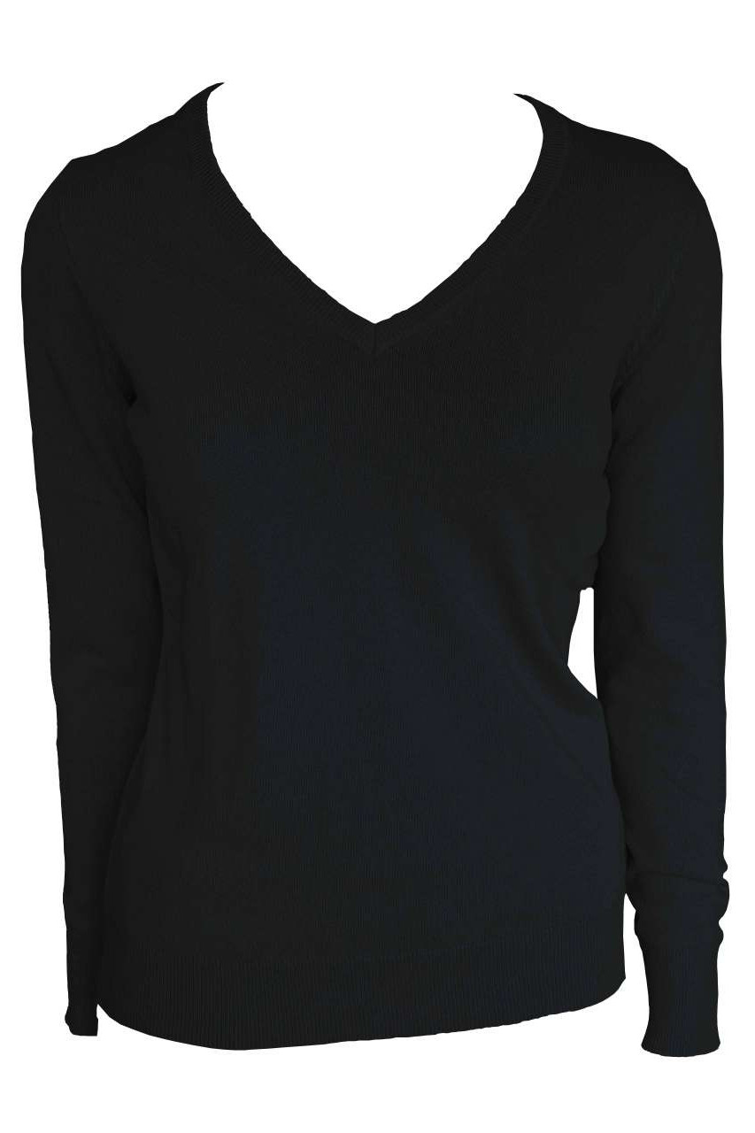 WOMEN’S V-NECK FINE GAUGE COTTON PULLOVER
