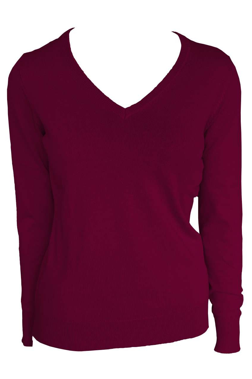 WOMEN’S V-NECK FINE GAUGE COTTON PULLOVER