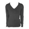 WOMEN’S V-NECK FINE GAUGE COTTON PULLOVER