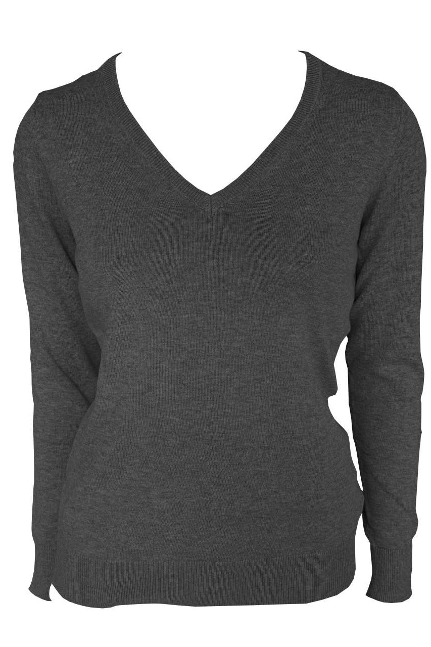 WOMEN’S V-NECK FINE GAUGE COTTON PULLOVER