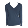 WOMEN’S V-NECK FINE GAUGE COTTON PULLOVER