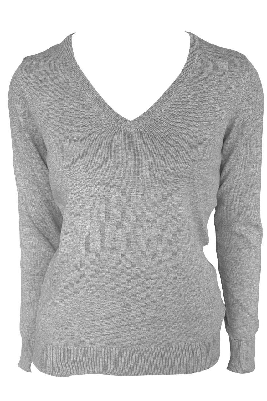 WOMEN’S V-NECK FINE GAUGE COTTON PULLOVER