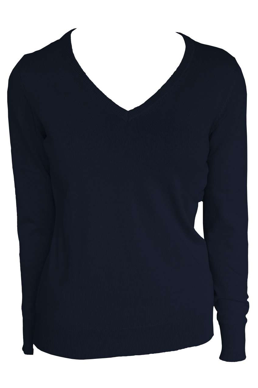 WOMEN’S V-NECK FINE GAUGE COTTON PULLOVER