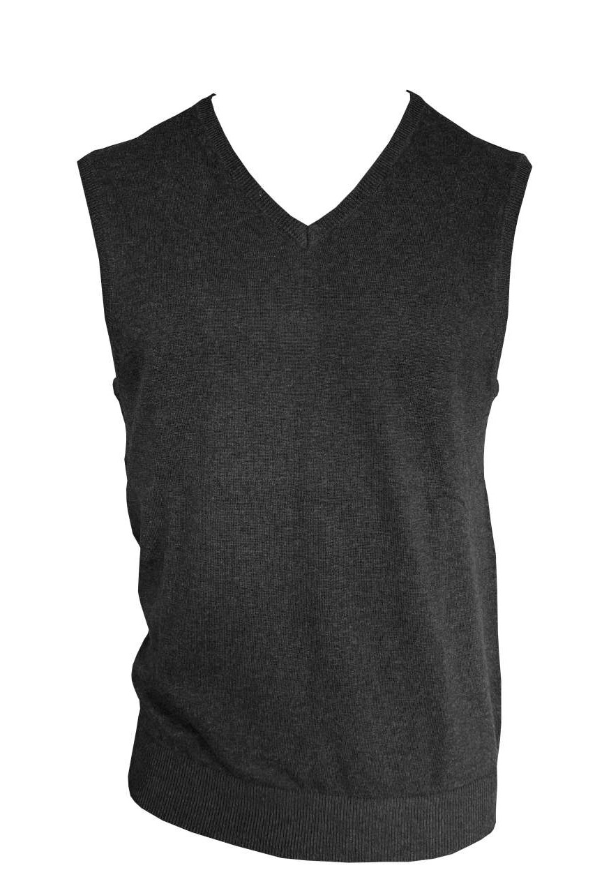MEN’S V-NECK SLEEVELESS PULLOVER FINE GAUGE COTTON