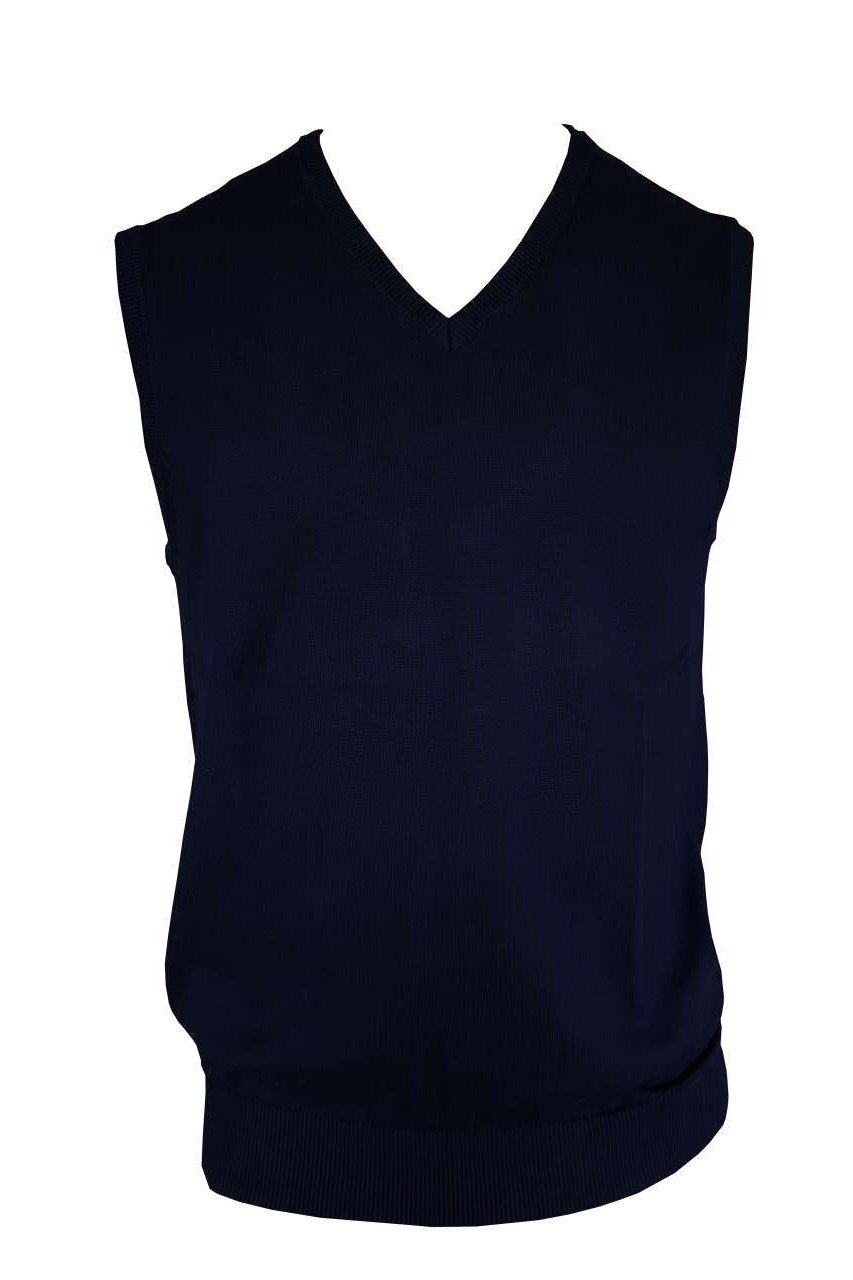MEN’S V-NECK SLEEVELESS PULLOVER FINE GAUGE COTTON