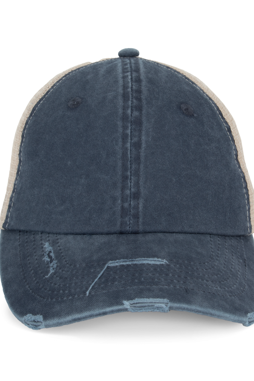 ECO-FRIENDLY UNISEX RIPPED EFFECT TRUCKER CAP