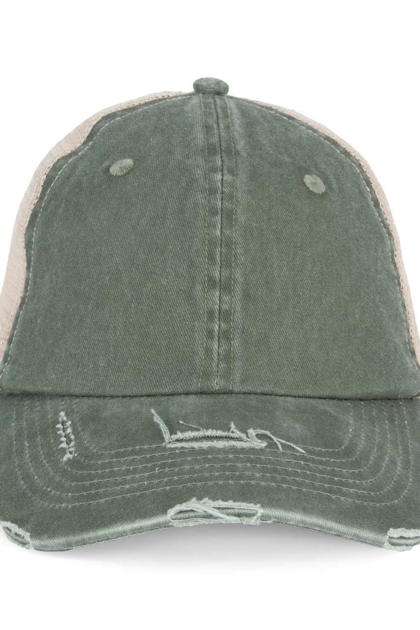 ECO-FRIENDLY UNISEX RIPPED EFFECT TRUCKER CAP