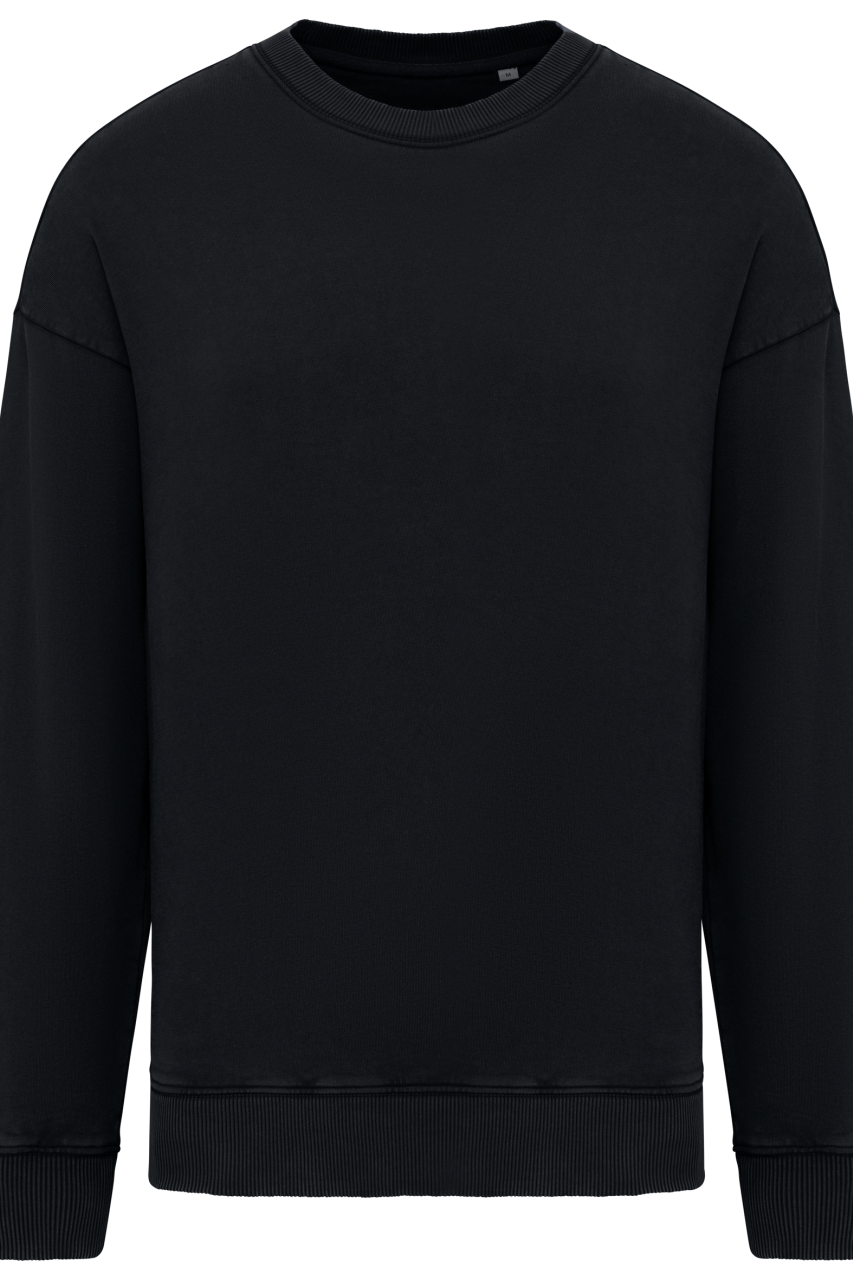 UNISEX WASHED EFFECT OVERSIZE ROUND NECK SWEATSHIRT