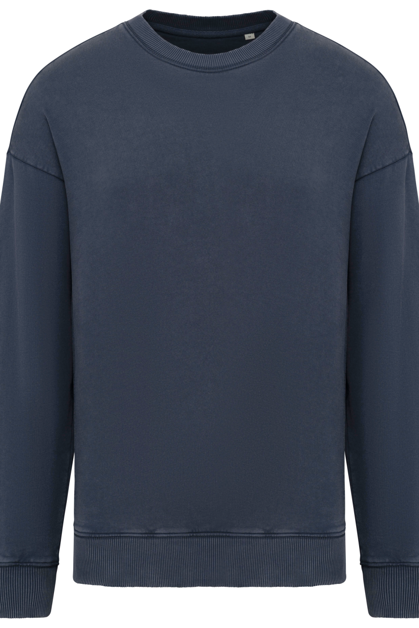 UNISEX WASHED EFFECT OVERSIZE ROUND NECK SWEATSHIRT