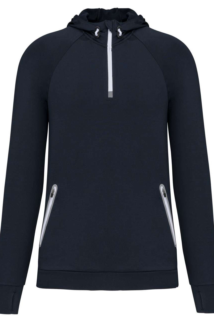 ZIP NECK HOODED SPORTS SWEATSHIRT