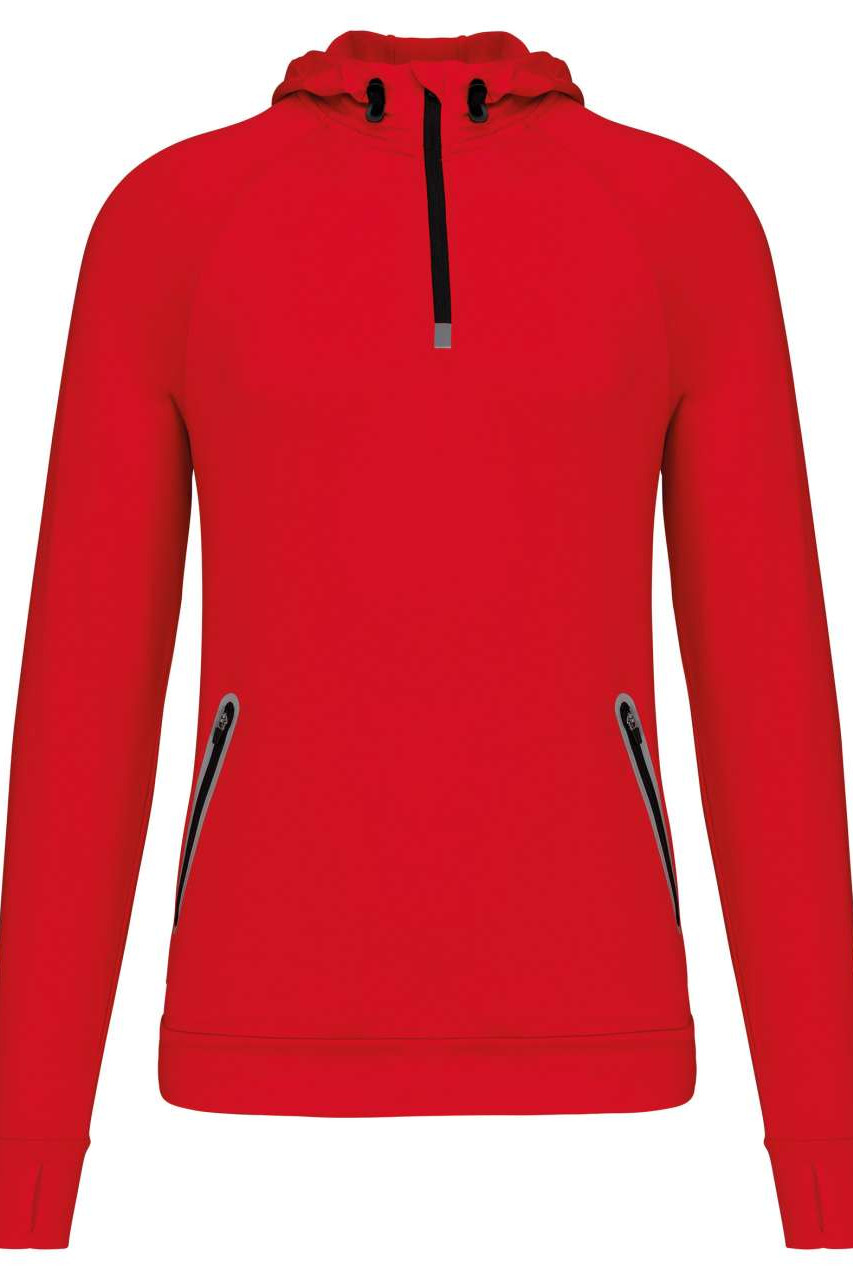 ZIP NECK HOODED SPORTS SWEATSHIRT