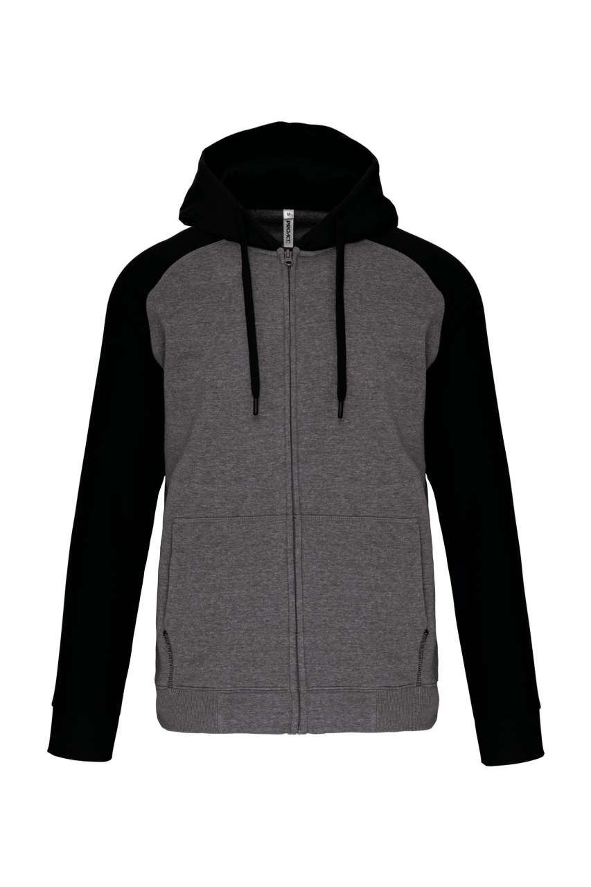 UNISEX TWO-TONE ZIPPED HOODED FLEECE JACKET