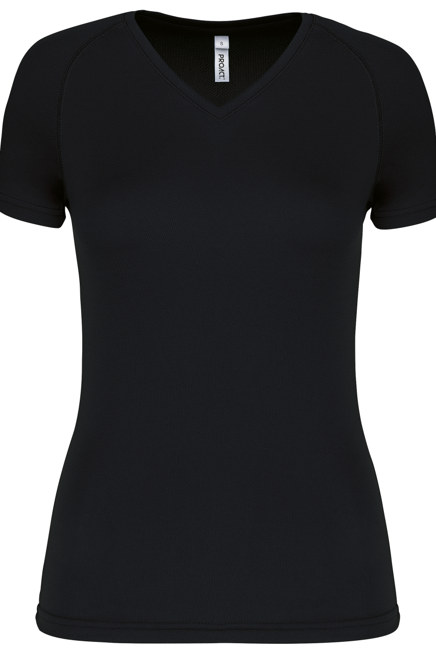LADIES’ V-NECK SHORT SLEEVE SPORTS T-SHIRT