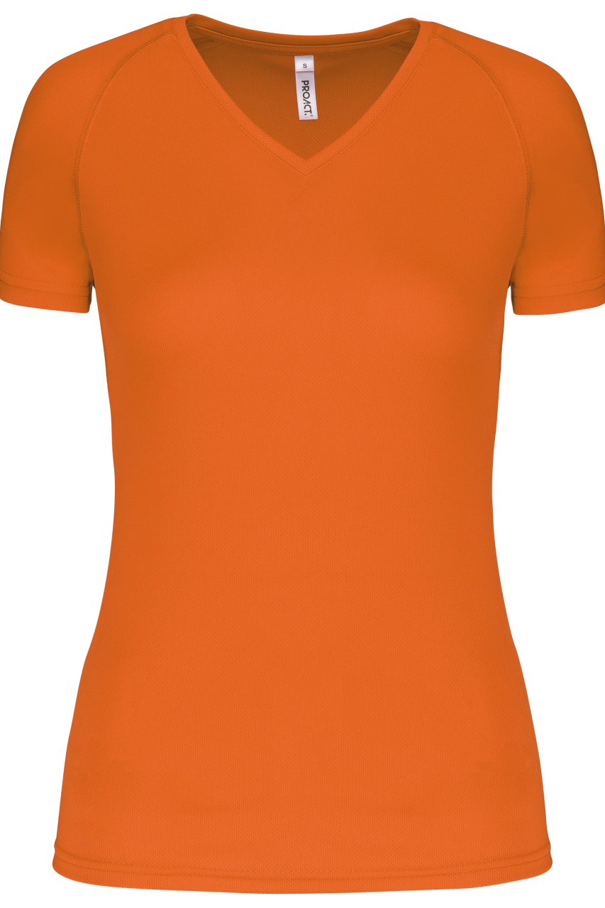 LADIES’ V-NECK SHORT SLEEVE SPORTS T-SHIRT