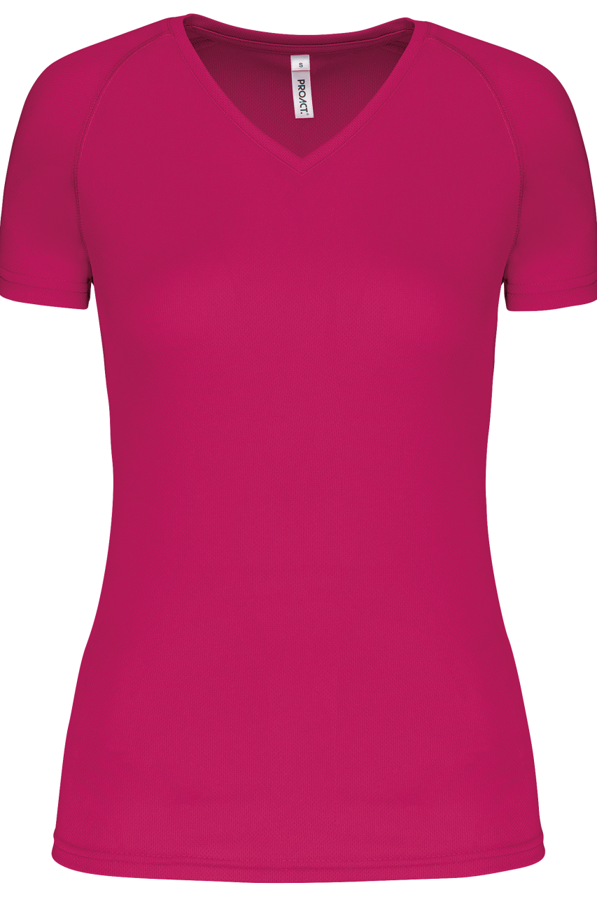 LADIES’ V-NECK SHORT SLEEVE SPORTS T-SHIRT