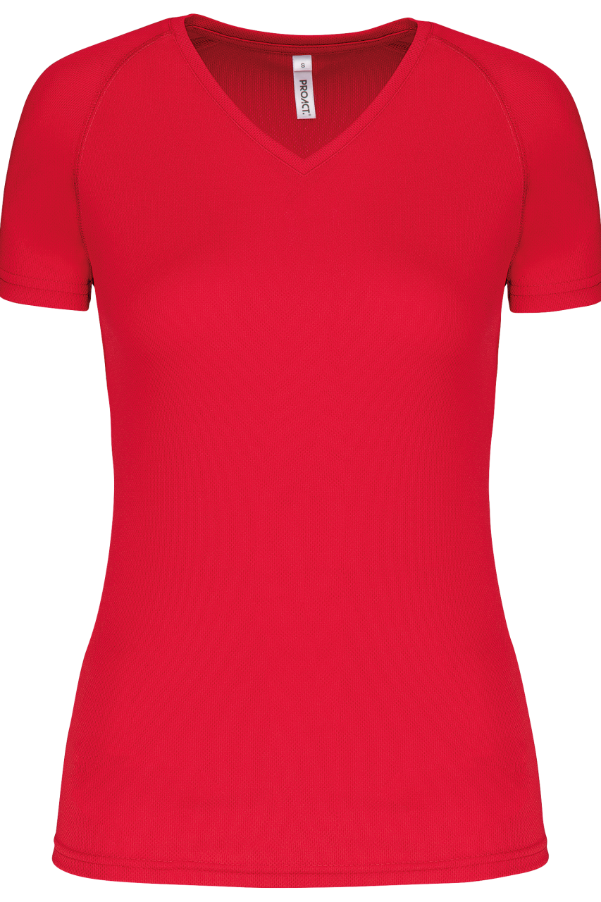 LADIES’ V-NECK SHORT SLEEVE SPORTS T-SHIRT