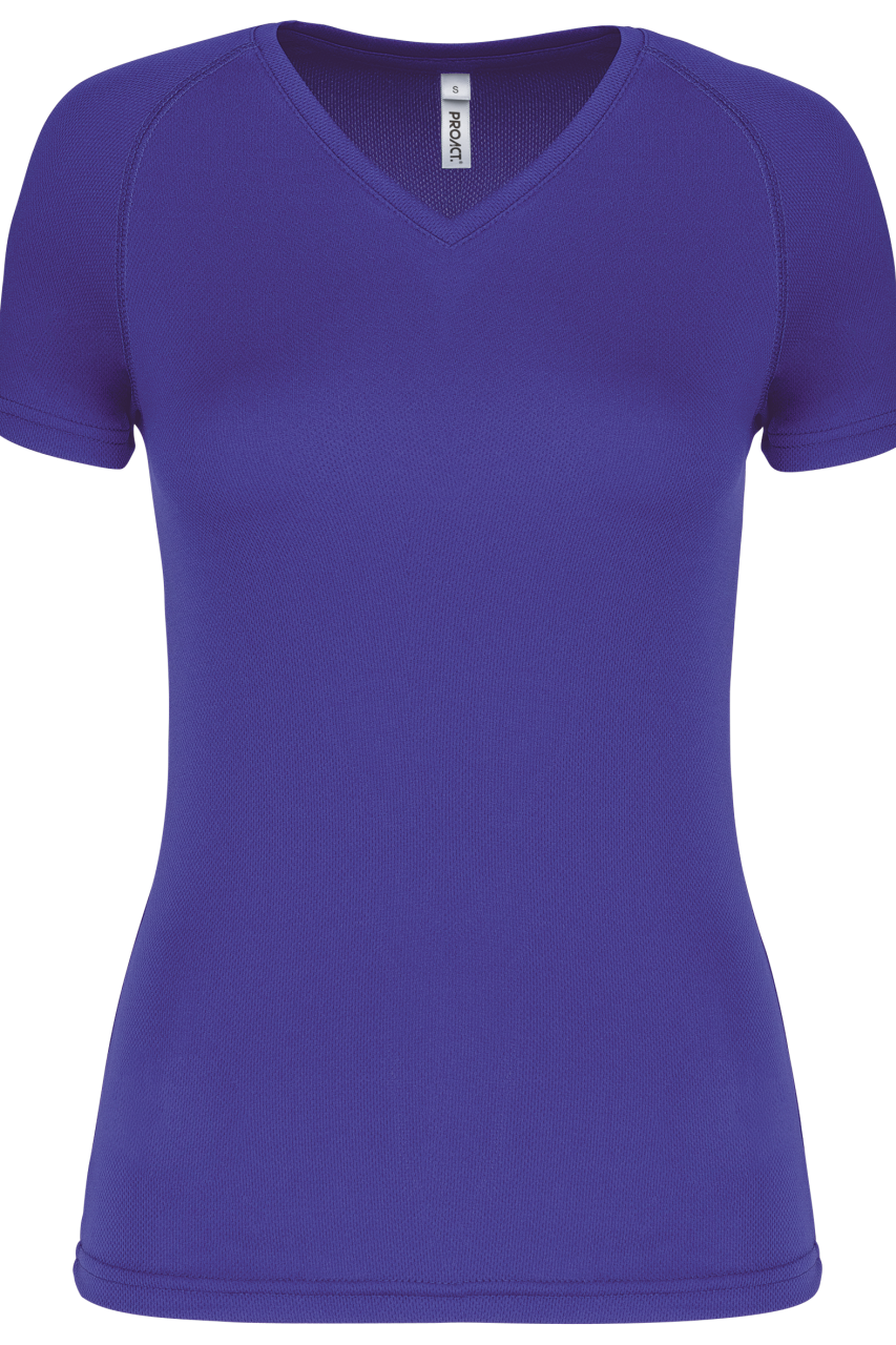 LADIES’ V-NECK SHORT SLEEVE SPORTS T-SHIRT