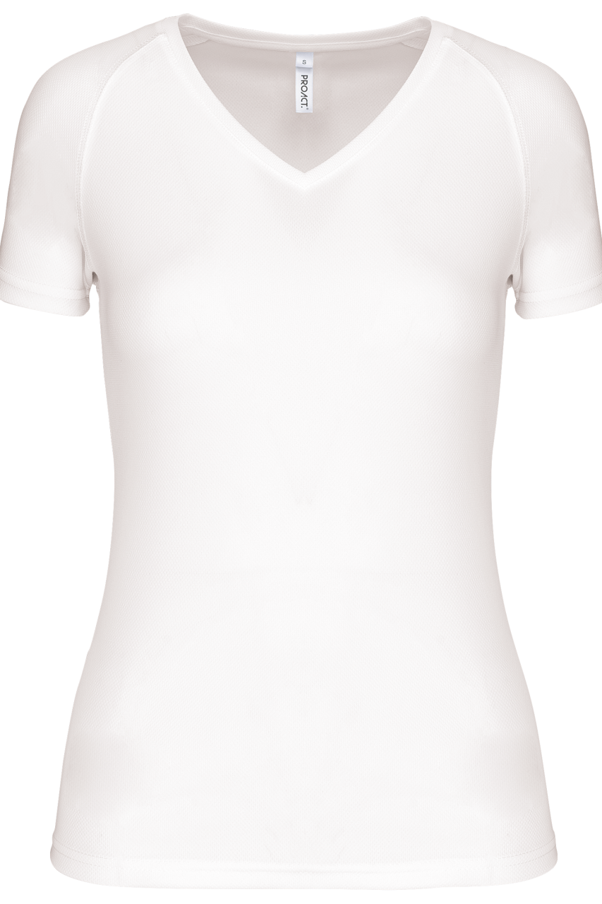 LADIES’ V-NECK SHORT SLEEVE SPORTS T-SHIRT