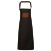 'DIVISION' WAXED LOOK DENIM BIB APRON WITH FAUX LEATHER