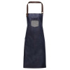 'DIVISION' WAXED LOOK DENIM BIB APRON WITH FAUX LEATHER