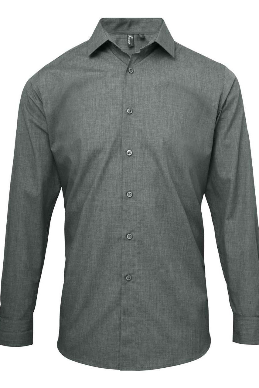 MEN'S CROSS-DYE ROLL SLEEVE POPLIN BAR SHIRT