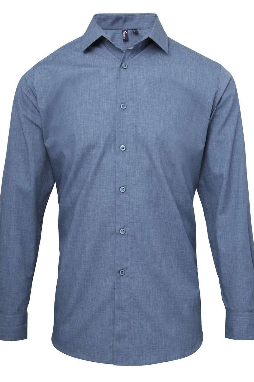MEN'S CROSS-DYE ROLL SLEEVE POPLIN BAR SHIRT