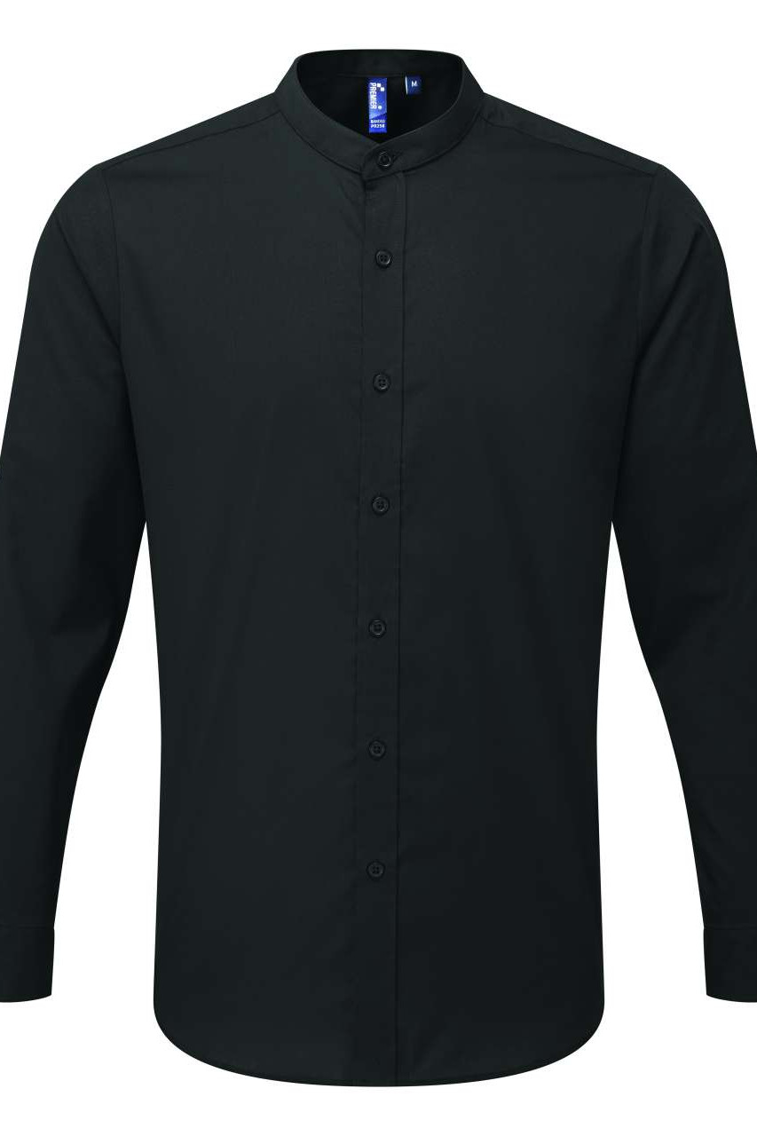 BANDED COLLAR 'GRANDAD' LONG SLEEVE SHIRT