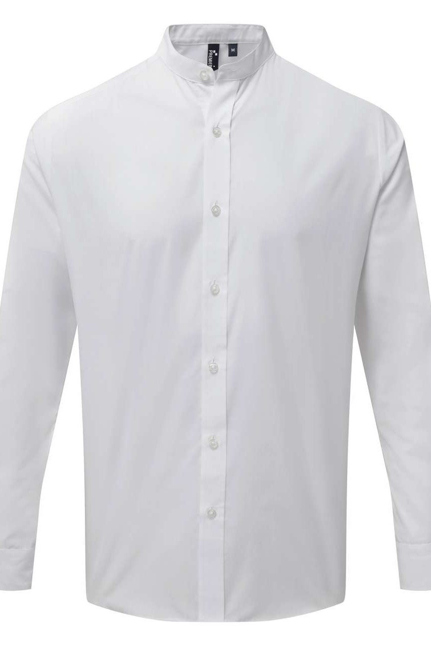 BANDED COLLAR 'GRANDAD' LONG SLEEVE SHIRT