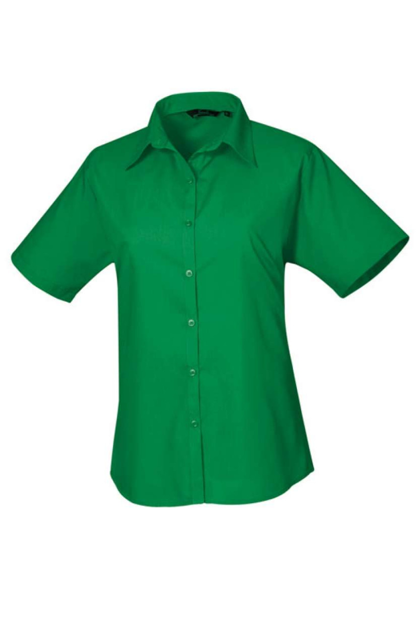 WOMEN'S SHORT SLEEVE POPLIN BLOUSE