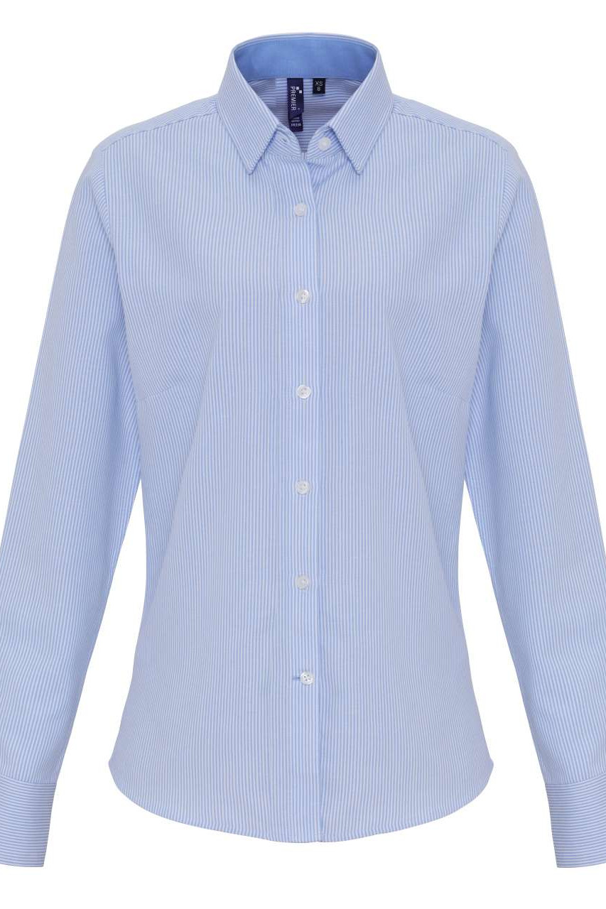 WOMEN'S COTTON RICH OXFORD STRIPES SHIRT