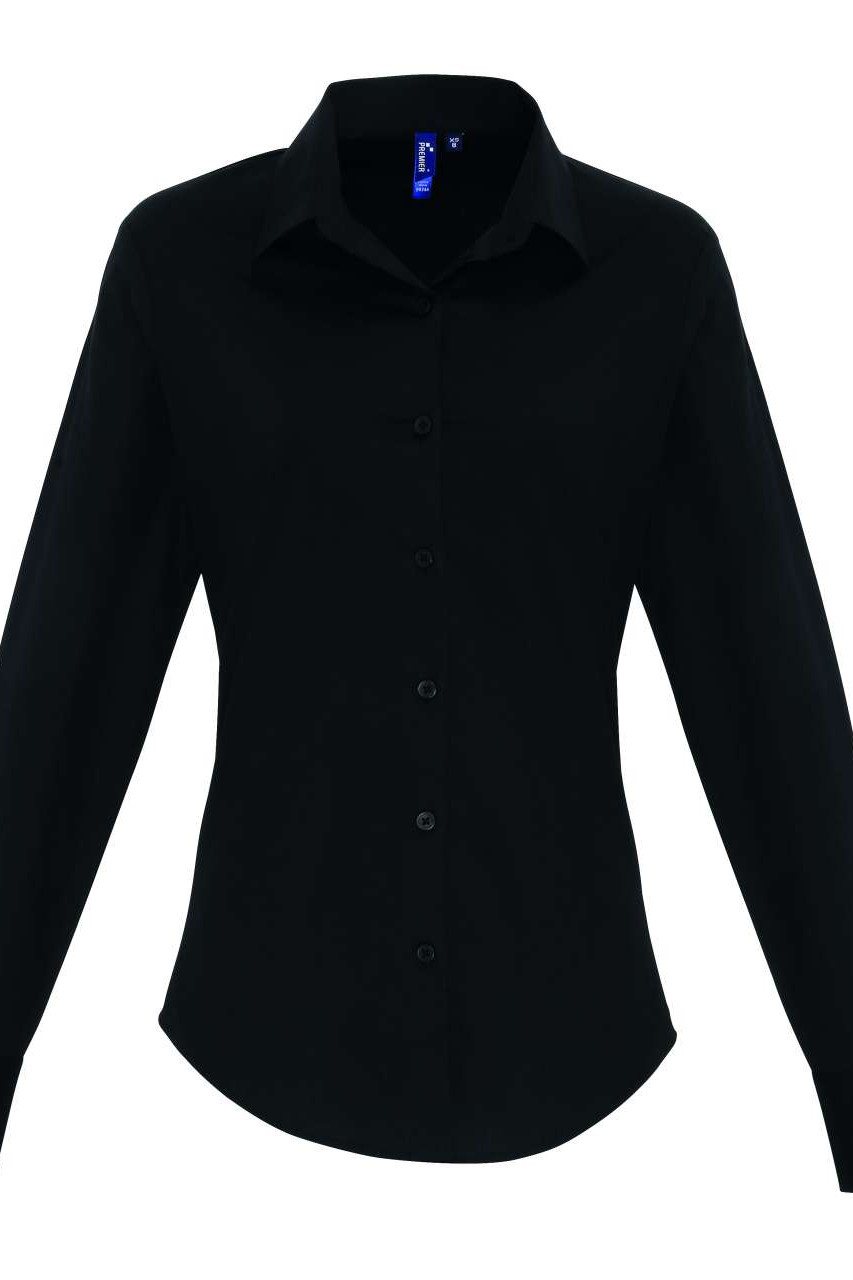 WOMEN'S STRETCH-FIT COTTON POPLIN LONG SLEEVE SHIRT