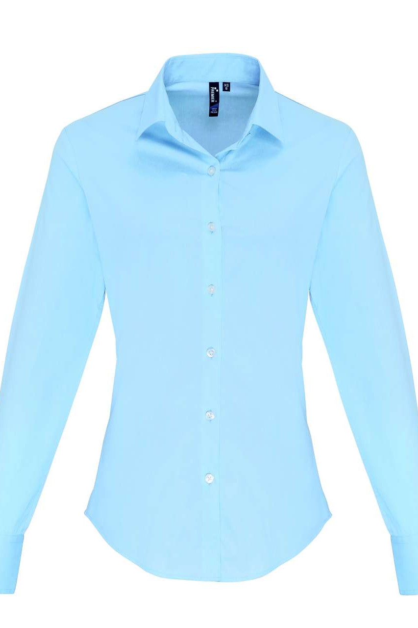 WOMEN'S STRETCH-FIT COTTON POPLIN LONG SLEEVE SHIRT