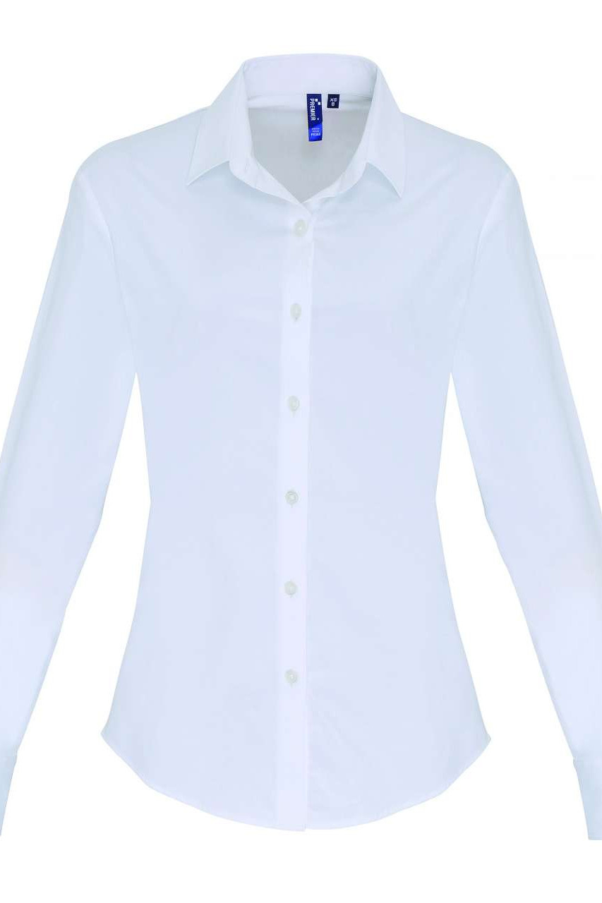 WOMEN'S STRETCH-FIT COTTON POPLIN LONG SLEEVE SHIRT