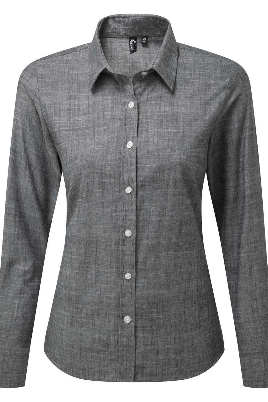 WOMEN'S COTTON SLUB CHAMBRAY LONG SLEEVE SHIRT
