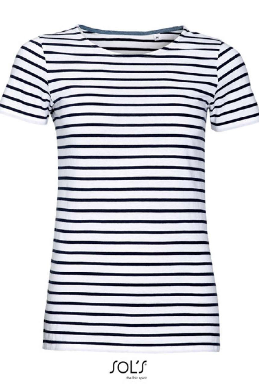 SOL'S MILES WOMEN - ROUND NECK STRIPED T-SHIRT