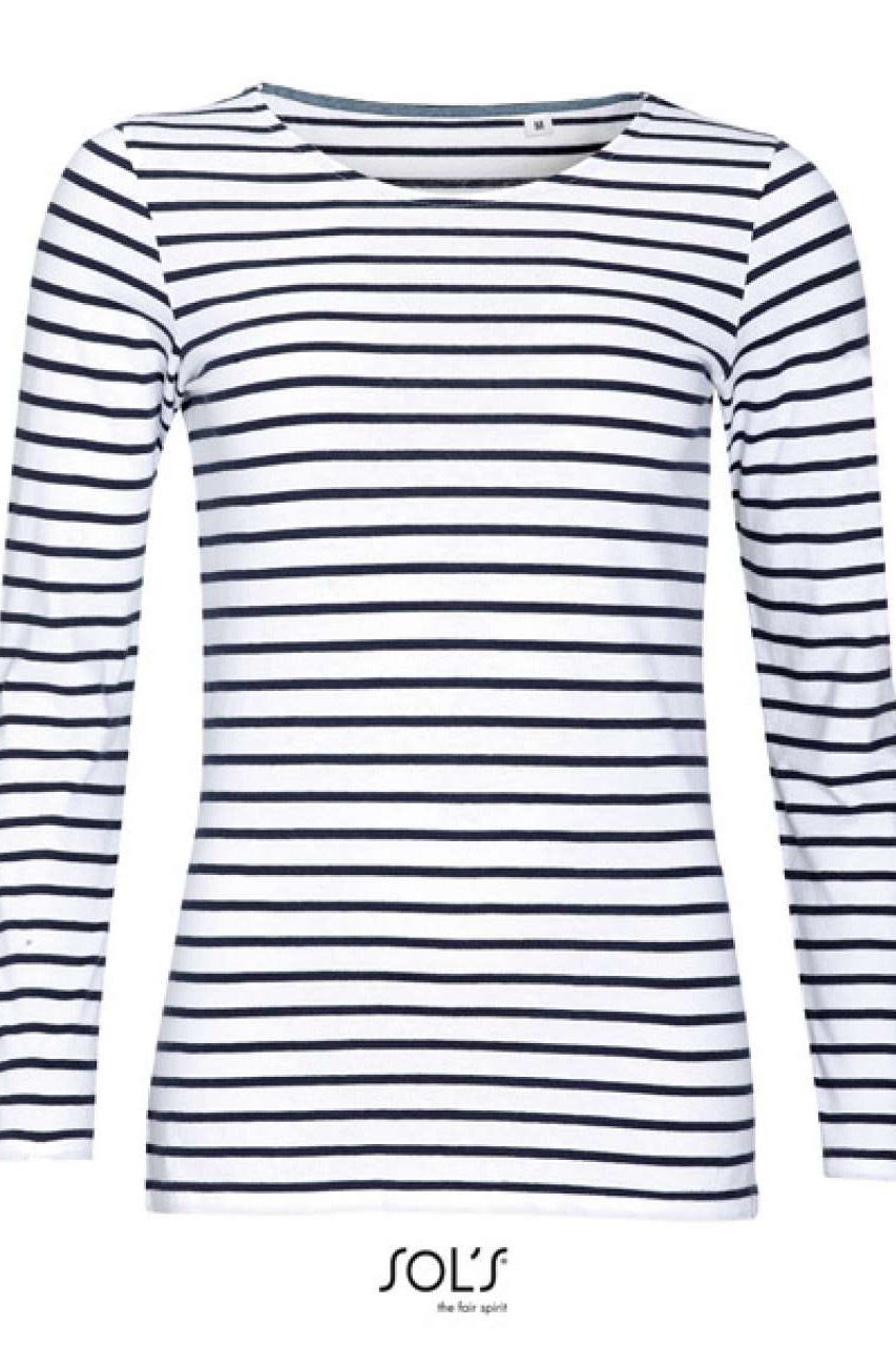 SOL'S MARINE WOMEN - LONG SLEEVE STRIPED T-SHIRT